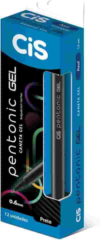 Caneta Gel Pentonic 0.6mm, Preta, Caixa com 12 unidades