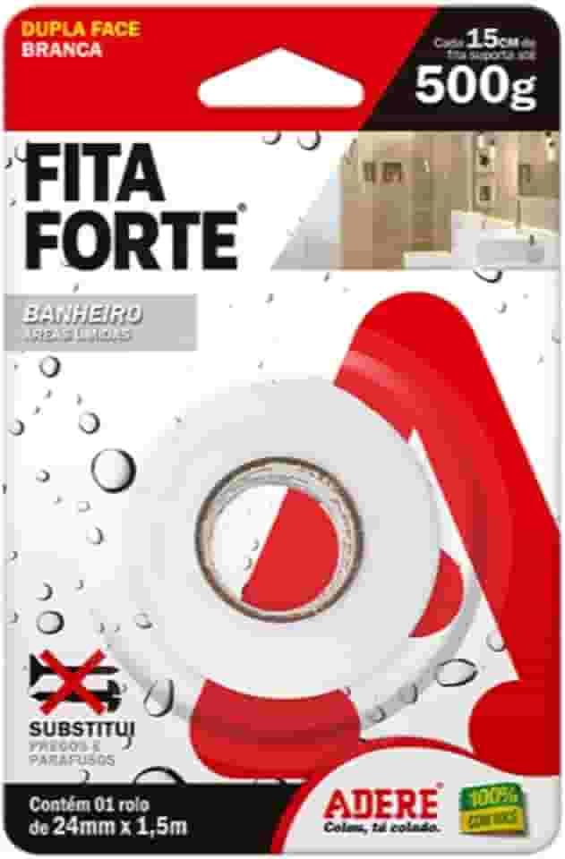 FITA DUPLA FACE FITA FORTE BANHEIRO 24MM X 1,5M ADERE, 255860