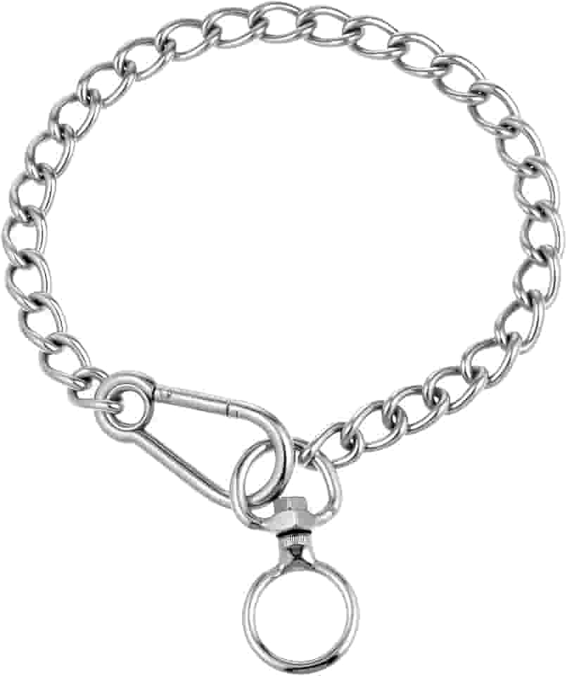 Coleira de corrente de aço inoxidável para cães, prata à prova de mastigação, coleira ajustável para caminhar, para cães pequenos e médios (pequena)