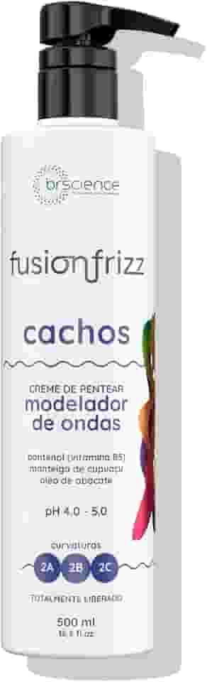 Creme para Pentear Cachos Cabelos Ondulados Fusionfrizz Brscience 500ml - Hidratação Profunda, Nutrição e Controle de Frizz para Cabelos Ondulados Curvas 2A, 2B e 2C
