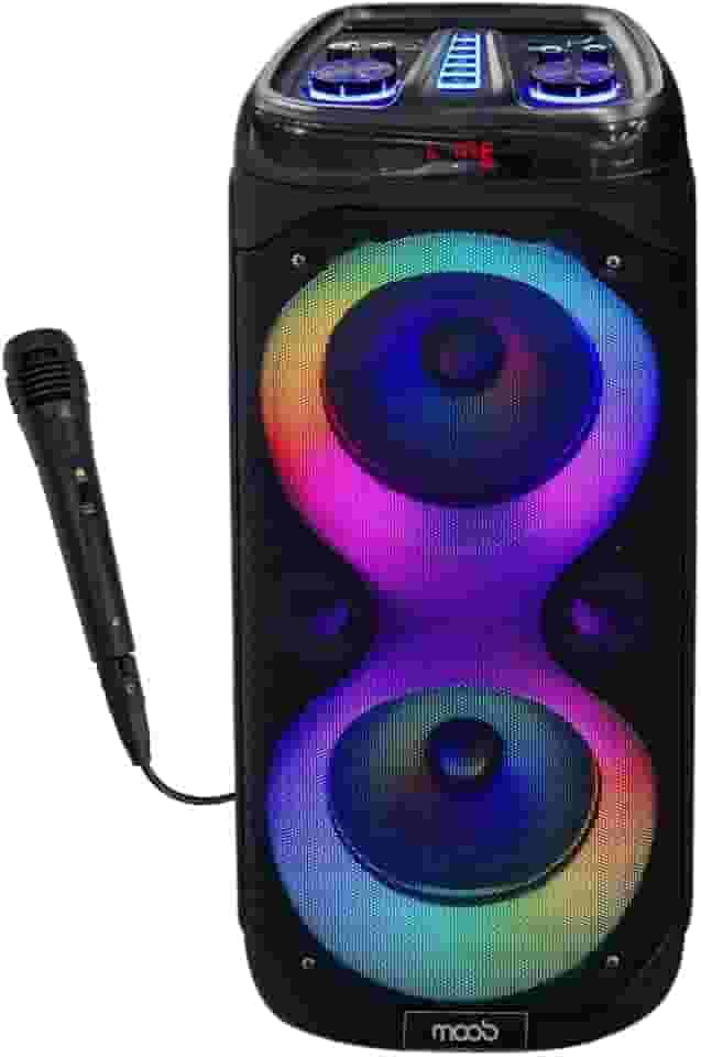 Caixa de Som Moob Wave Bluetooth 5.0 Tws 2 Alto Falantes Painel Led e Entrada para 2 Microfones 500w