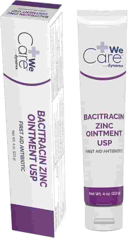 Dynarex Pomada De Bacitracina E Zinco Usp - Creme Para Queimaduras Antibiótico Cortes Leves, Assaduras, Primeiros Socorros Feridas, Tubo 113 Ml