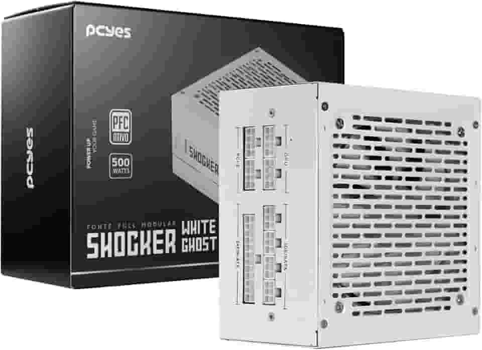 Fonte Gamer Pcyes Shocker Full Modular 500w 80 Plus White - White Ghost - FM500WWG