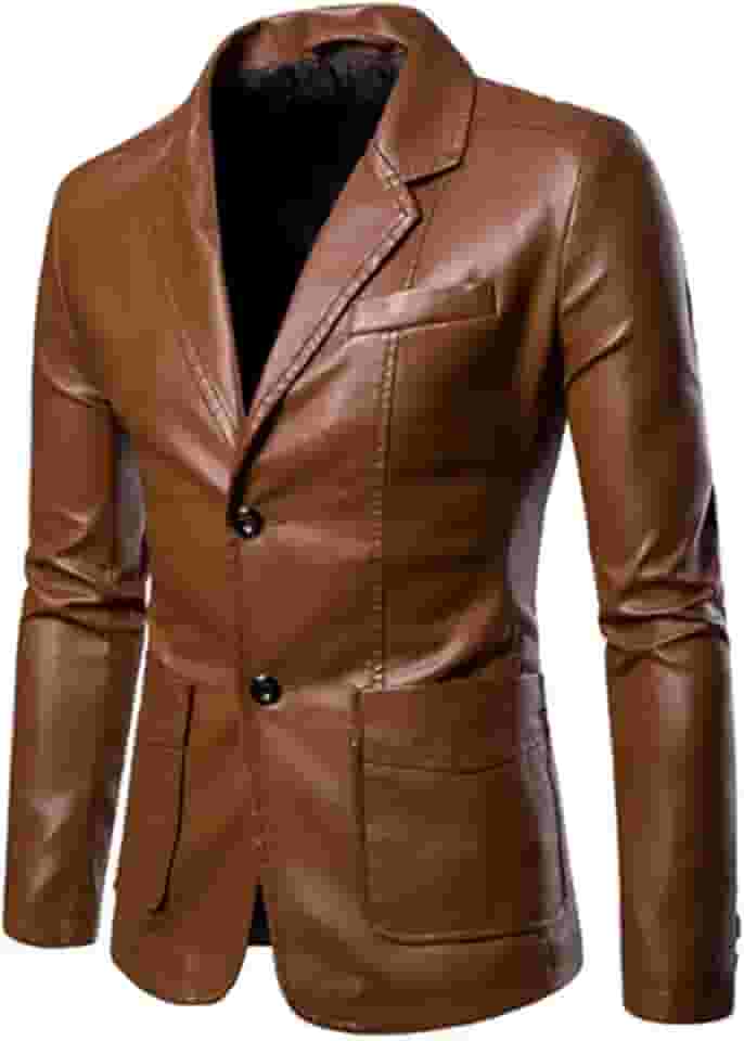 2023 Spring Autumn Fashion New Men's Lapel Leather Dress Suit Coat Male Business Casual Pu Blazers Jacket