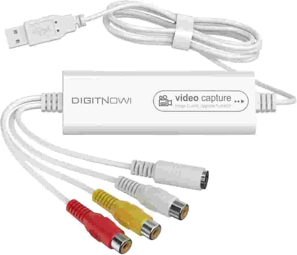 Assistente de VHS para DVD com gravador de vídeo USB, placa de captura de vídeo, conversor RCA para USB, conversor Hi8 Mini DV para DVD para leitor de fita, câmera de vídeo, PC TV, compatível