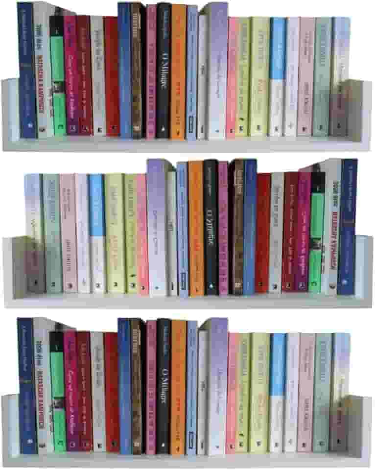 3 Prateleiras 60cm x 20cm x 11,5cm para livros e decoração - MDF Branco
