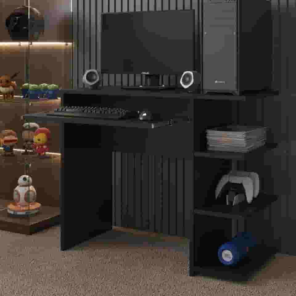 Mesa Escrivaninha Para Computador Escritório Pc gamer (preto/preto)