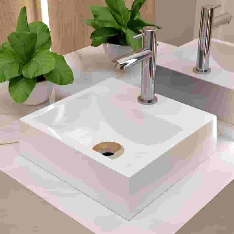 Cuba Pia de Apoio Sobrepor Quadrada 32x30 Banheiro Lavabo Beltempo BT-2002 (Branca)