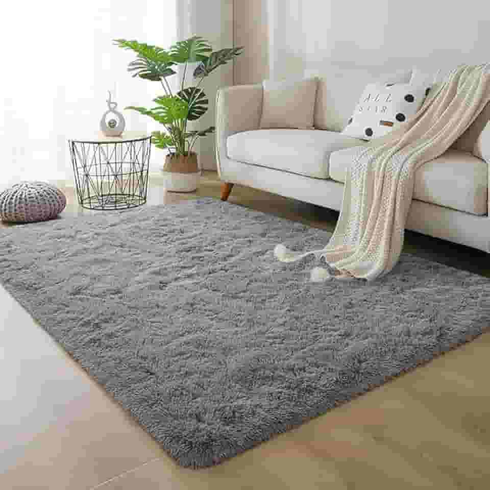 Tapete Peludo Novo 1,00X1,50 Felpudo Decorativo Antiderrapante Para Casa Quarto Macio (CINZA LISO, 1,00x1,40)