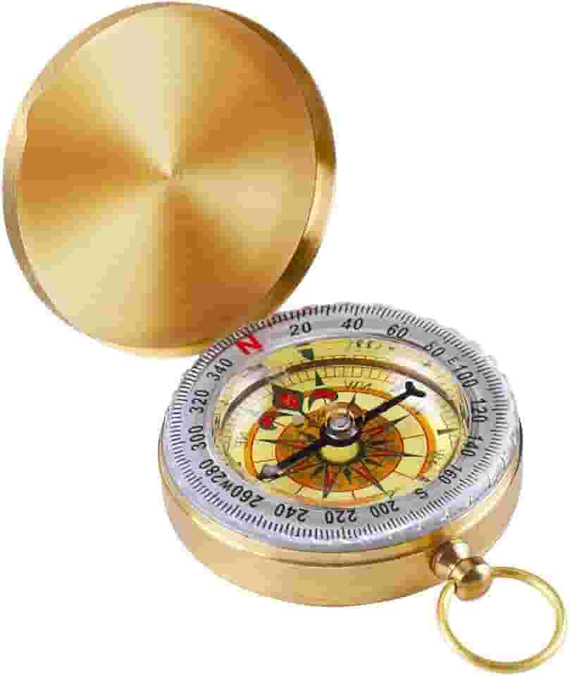 Bússola de sobrevivência para acampamento - bússola de cobre vintage com concha de bússola à prova d'água luminosa bússola equipamento de sobrevivência que brilha no escuro bússola