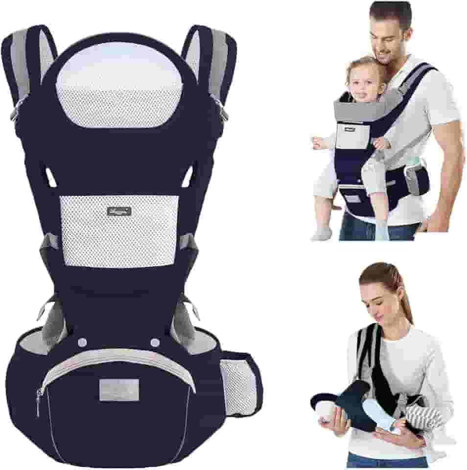 Canguru Para Bebe,Alça De Transporte Multifuncional 6 e 1,Canguru Ergonomico Para Bebe,Adequado Para 0-36 Meses (azul escuro)