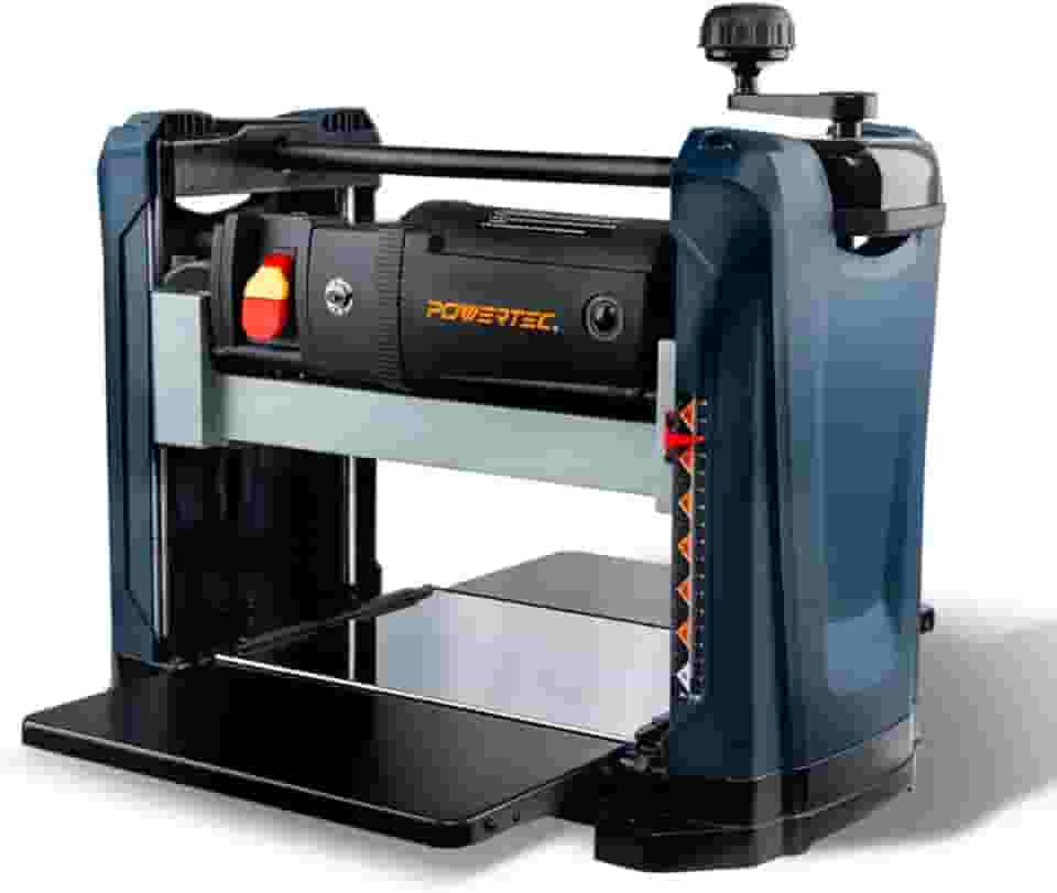 POWERTEC Plaina de espessura de bancada PL1252V 15 Amp com 2 lâminas para marcenaria | 31 cm portátil