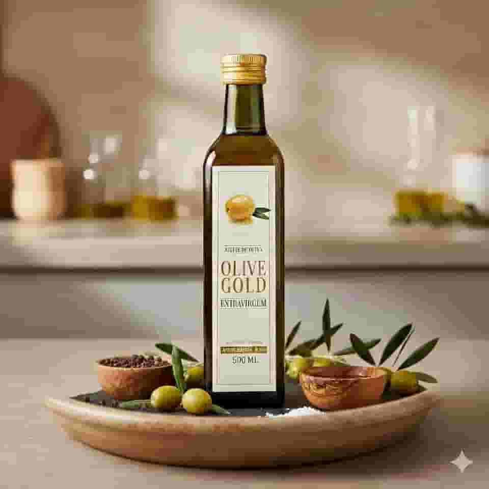 Olive Gold Azeite Português de Oliva Extra Virgem Premium, Garrafa de Vidro, 500ml