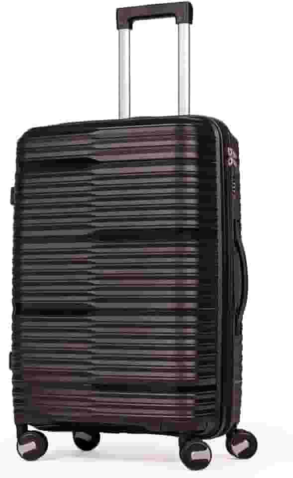 Mala De Viagem Média 23Kg Polipropileno Rodas Duplas 360 Fibra Rígida Leve Resistente Para Despachar (PRETO, MÉDIA)