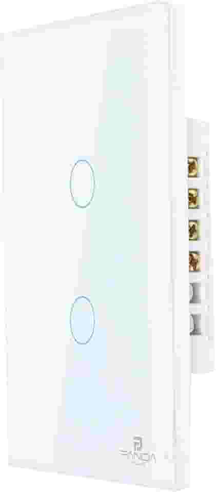 Interruptor Inteligente Touch 1,2,3 e 6 Botões Teclas 4x2 e 4x4 Alexa Google Wifi App Tuya Pandaplus Controle de Voz Automação Bivolt (Branco 2 Botões)