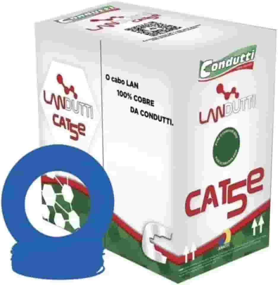 Cabo Rede Azul 305 metros Landutti Upt Cat5e RJ-45 cat5 CFTV 100% Cobre Condutti