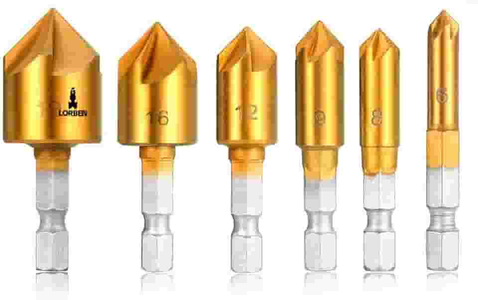 Jogo com 6 Brocas Escareadoras Lorben Chanfrar Madeira Alumínio 6mm a 19mm GT6208
