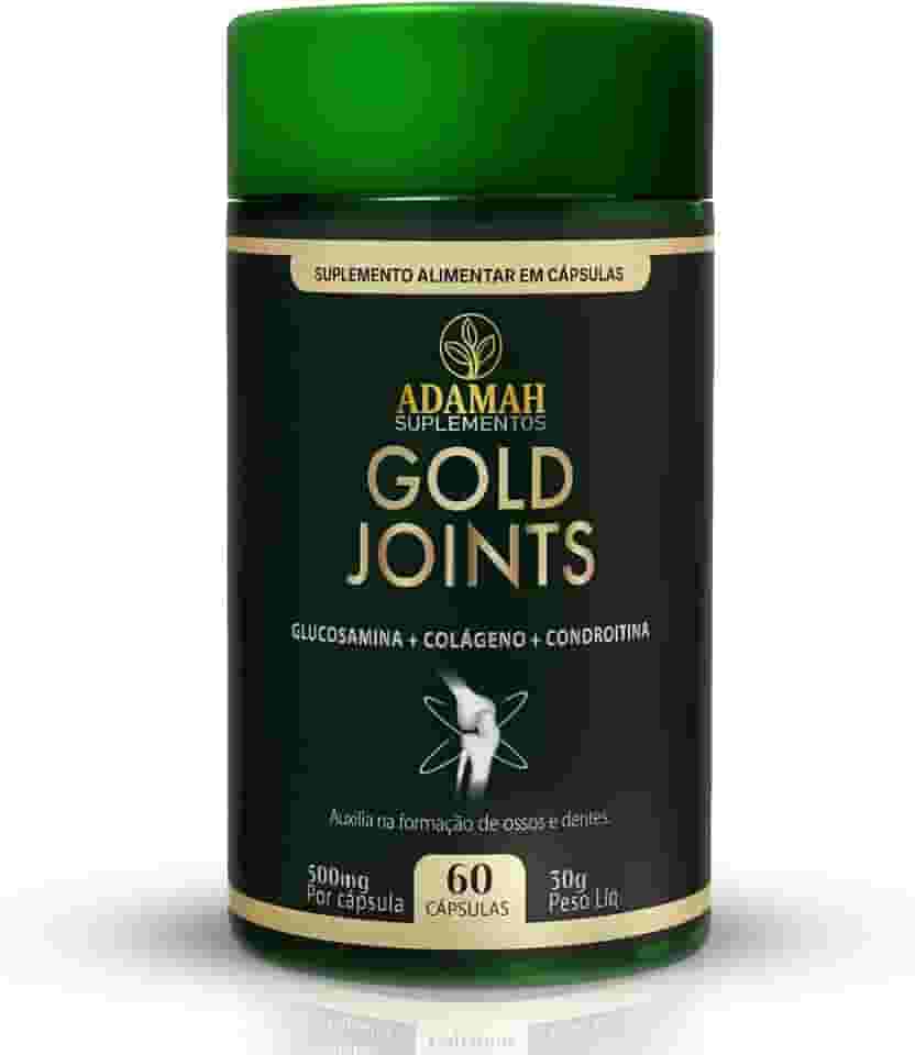 Gold Joints Adamah - Colágeno Tipo 2 + Glucosamina + Condroitina e Cúrcuma - Suplemento para Articulações e Joelho - Fórmula Completa - 60 Cápsulas