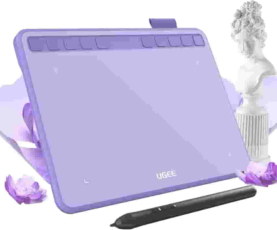 Ugee Tablet de desenho 16,5 x 10 polegadas com 10 teclas de atalho, tablet digital sem bateria Stylus 8192 sensibilidade à pressão função de inclinação de 60° almofada de desenho para PC, Mac,