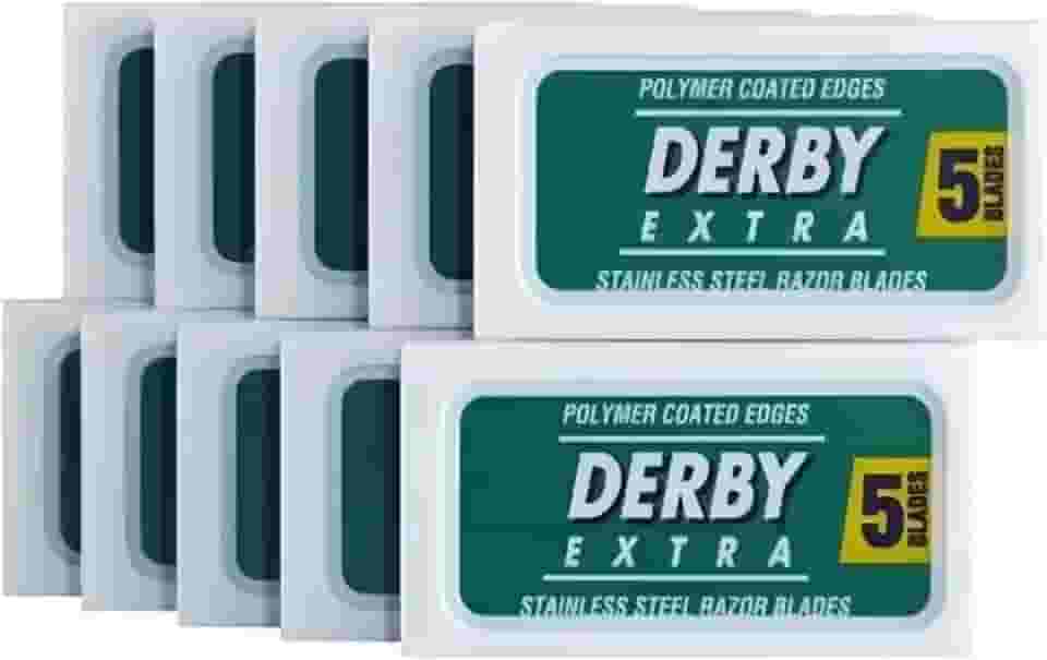 Lâmina De Barbear Inteira Derby Extra Em Aço Inox 50 Peças