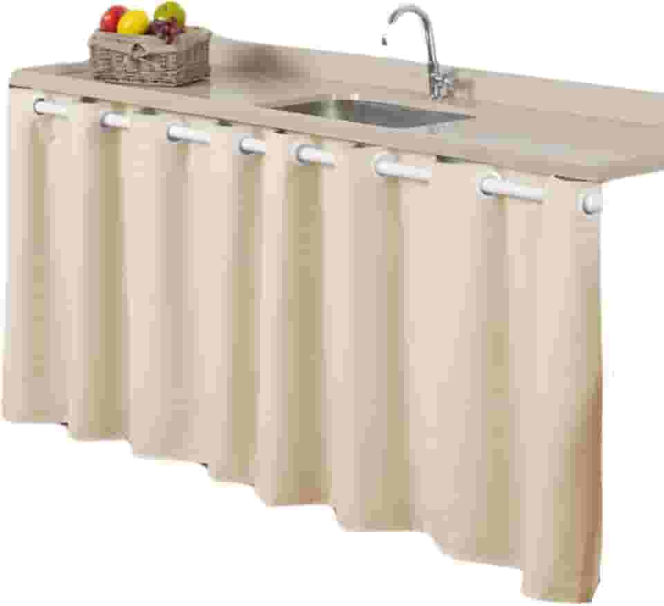 Cortina pra Pia Microfibra 2,80M x 80CM Cozinha e Lavanderia Simples Cores Vivas Revenda (PALHA)