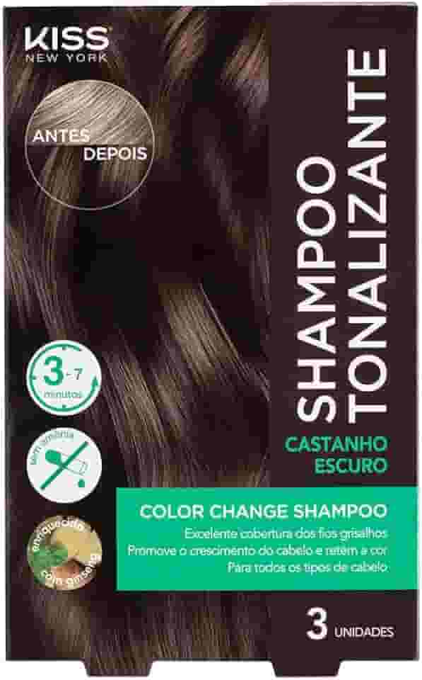 KISS NEW YORK Color Change Shampoo - Shampoo Tonalizante Castanho Escuro