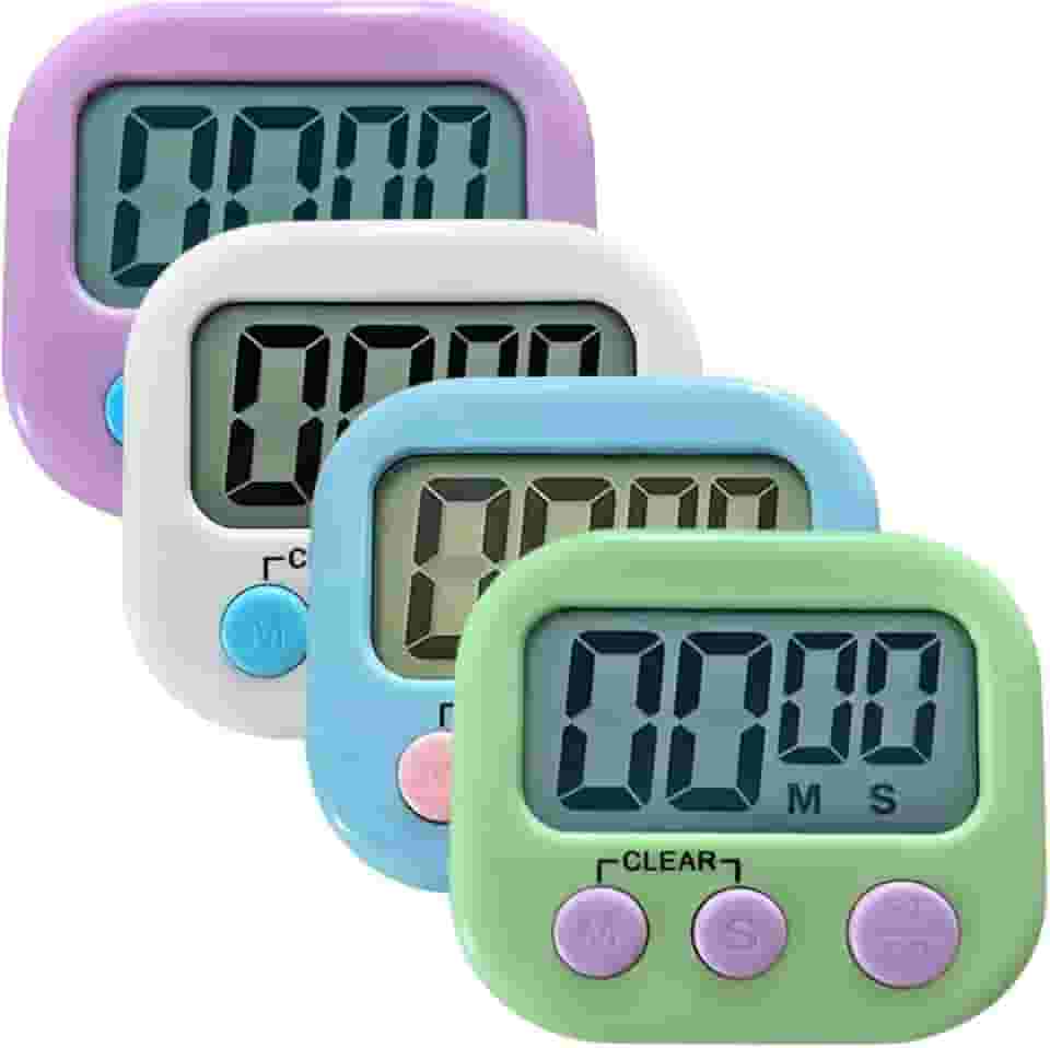 Kit com 2 timer temporizador cronometro colorido botões e numeros grandes a pilha CORES SORTIDAS