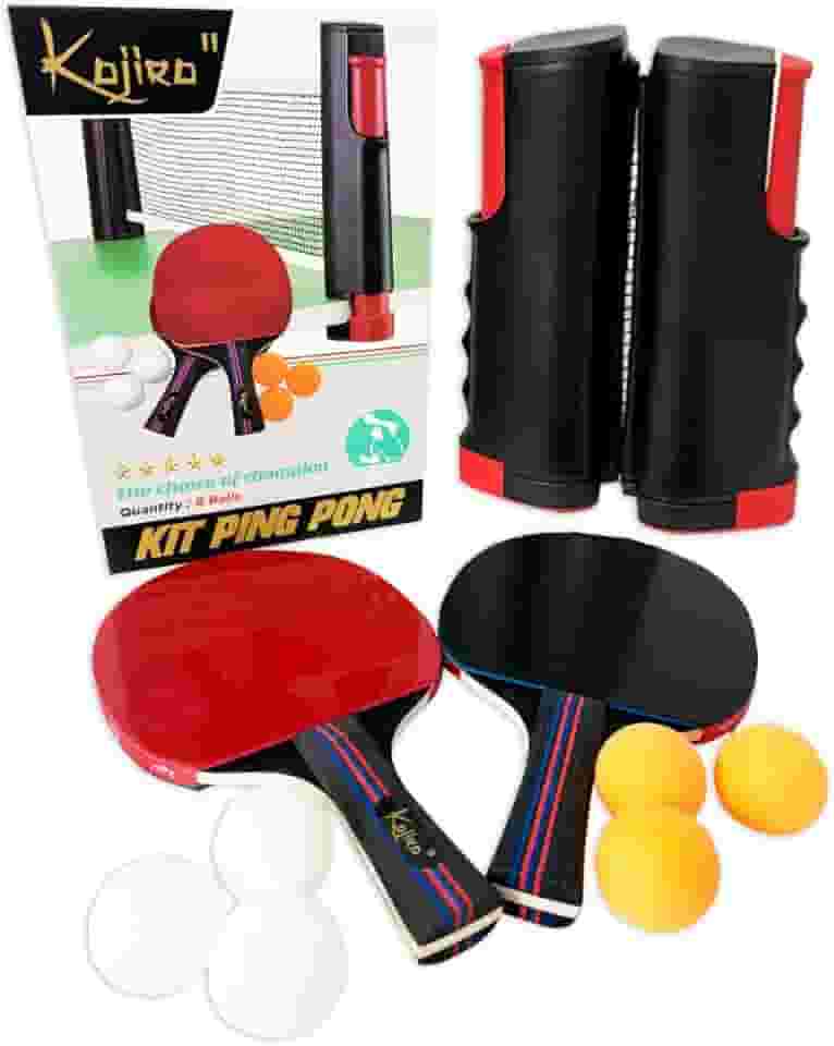 Kit Ping Pong Profissional Tênis Mesa 2 Raquetes Rede 6 bolas