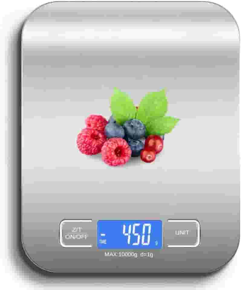 Balança de Cozinha Digital para Alimentos em Inox Resistente a Água Com Base Antiderrapante e Visor de Alta Definição Pesagem de 1g até 10kg