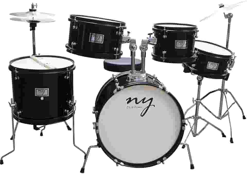 Bateria Acústica Infantil Junior 2T Preta com Banco New York