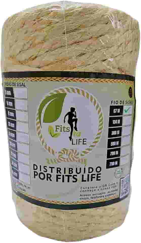 Rolo Corda De Sisal Natural 6mm 67 Metros Arranhador Para Gatos E Artesanato Em Geral - Fits Life