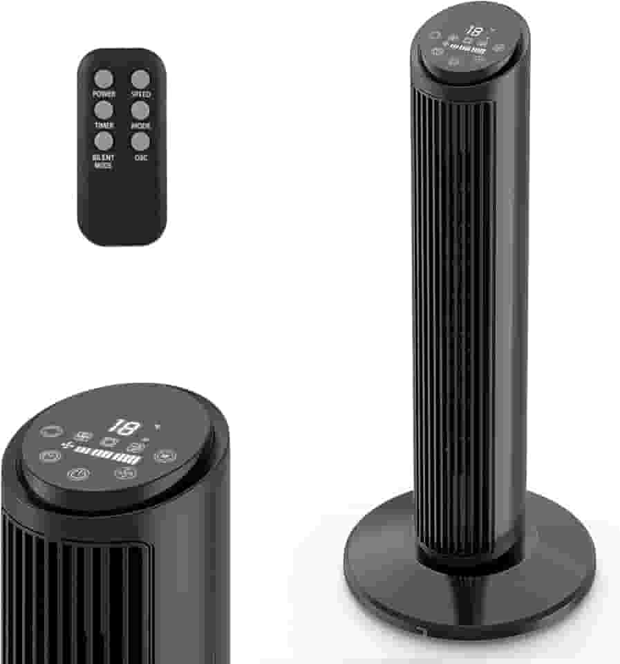 Hivento Ventilador Torre com Controle Remoto, 3 Velocidades, 3 Modos de Vento, Oscilação de 70°, Timer de 15h, Controle Touch Econômico – Ventilador para Quarto, Sala e Uso Doméstico,127V