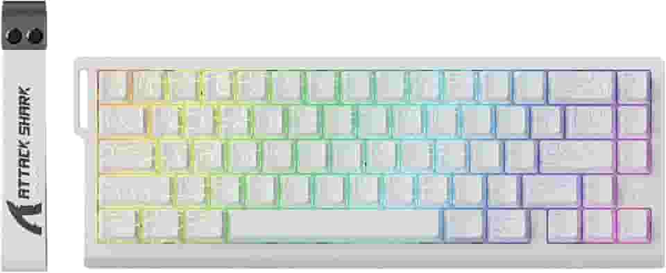 ATTACK SHARK X68 HE Teclado mecânico para jogos de gatilho rápido 60% com fio e atuação ajustável,interruptor magnético de efeito Hall,taxa de pesquisa de 8 KHz,retroiluminação RGB(Contorno Branco)