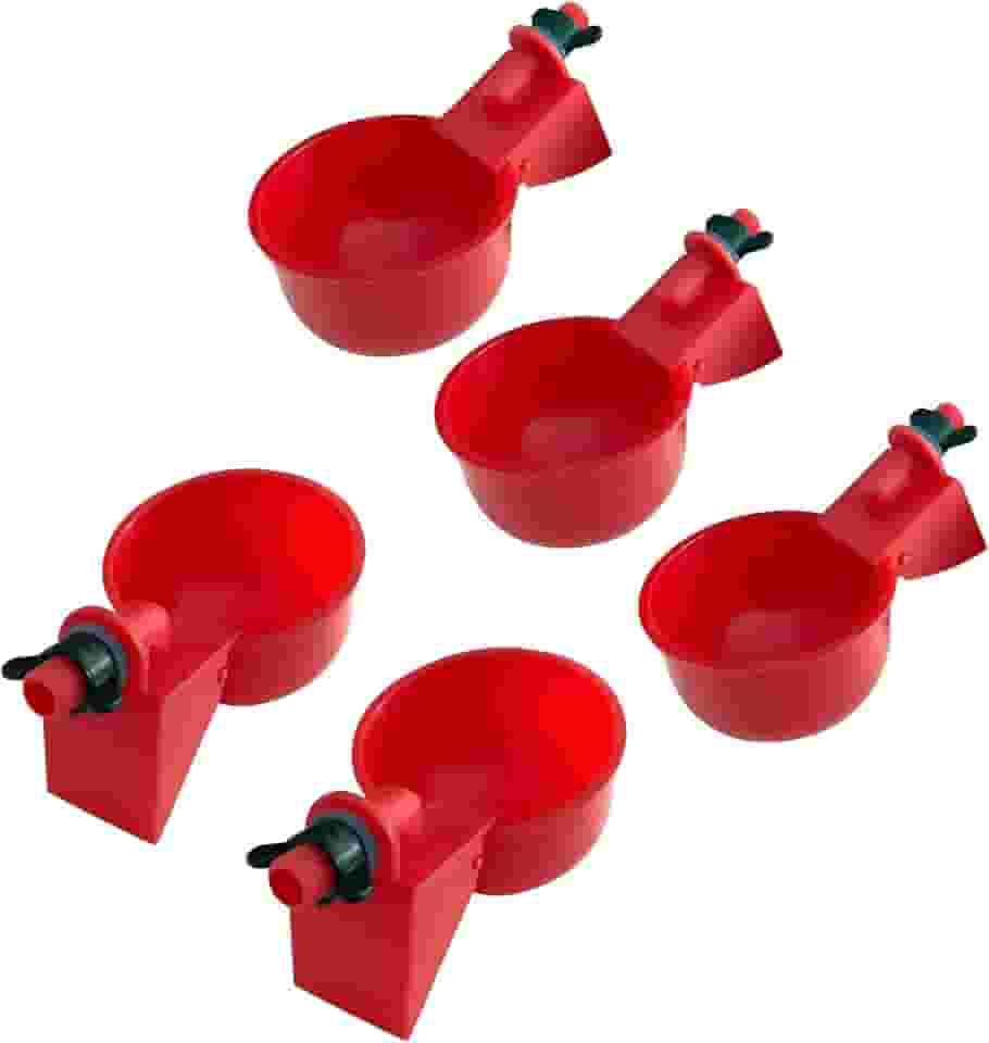 Kit 5 Bebedouro Para Aves Controle Automatico Nivel de Agua Ideal Para Galinheiro Fazenda Gaiola (Vermelho, Pequeno)