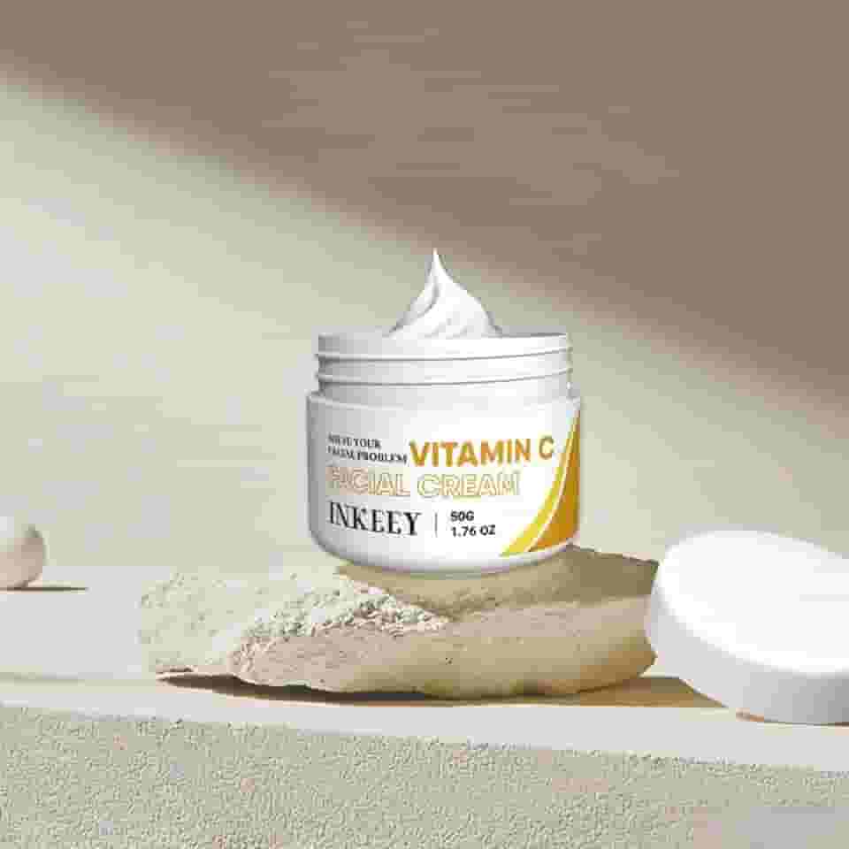 Creme hidratante facial com vitamina C e ácido hialurônico, hidratante facial para mulheres e homens, pele seca, rugas, hidratante, nutritivo, cuidados com a pele, 50 ml