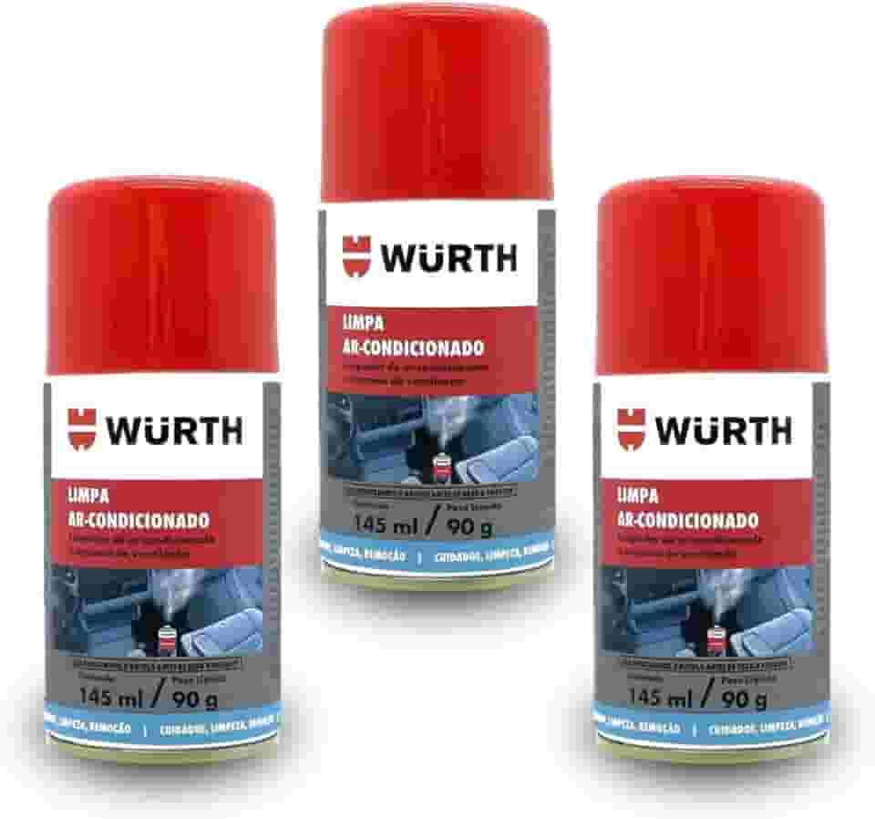 Kit 3 Higienizador Automotivo Limpa Ar Condicionado Carro Wurth Spray 145ml