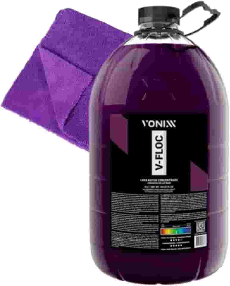Shampoo Automotivo V-Floc 5L Lavar Carro Moto Vonixx 5L + Pano Microfibra
