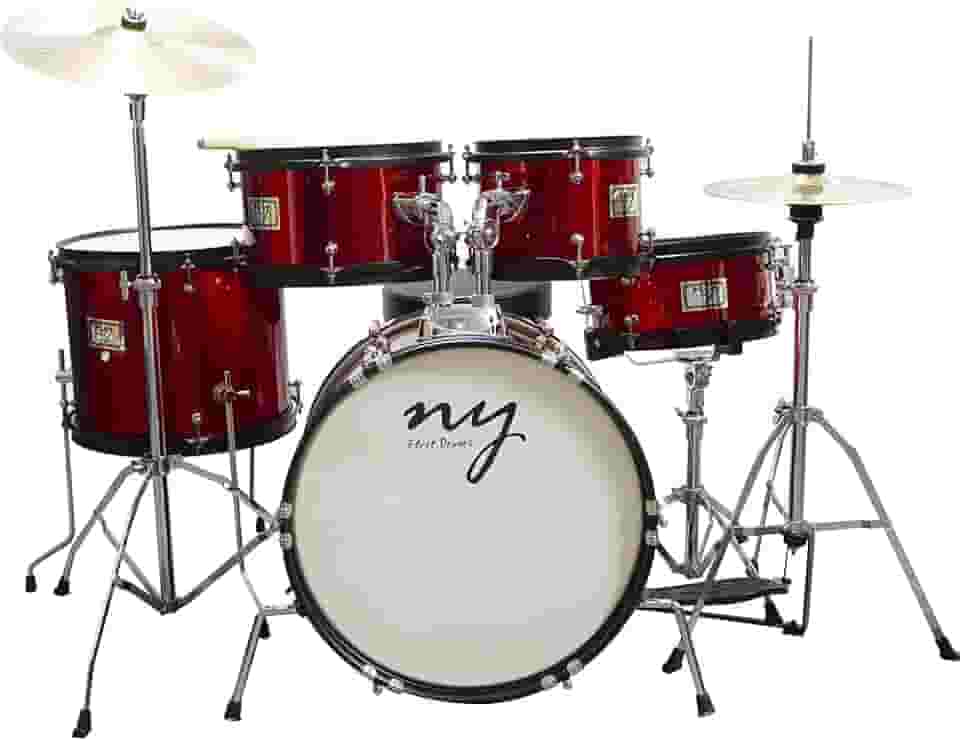 Bateria Acústica Infantil Junior 2T Vermelha com Banco New York
