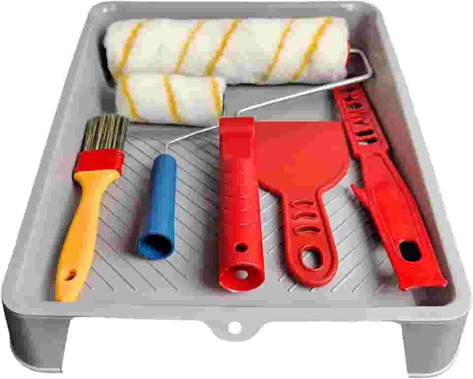 Kit Completo de Pintura de Parede Profissional com Rolo Anti Gotas, Cabo, Espatula e Trincha