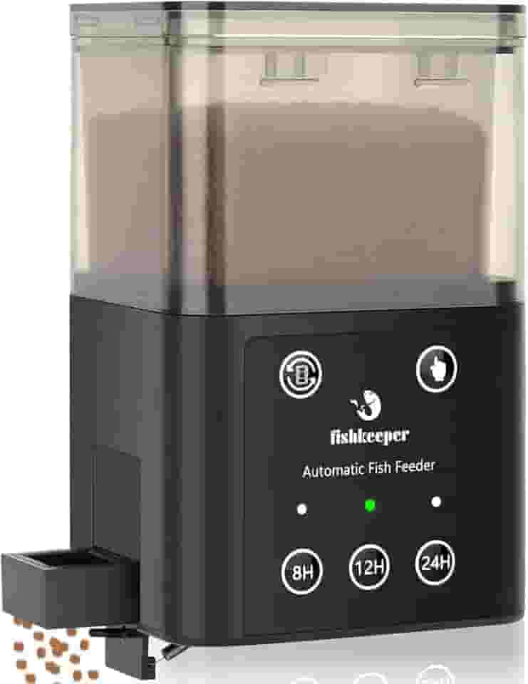 fishkeeper Alimentador automático de peixes para aquário – Alimentador automático de grande capacidade ajustável de 320 ml, com temporizador para férias, fim de semana ou uso diário, três métodos
