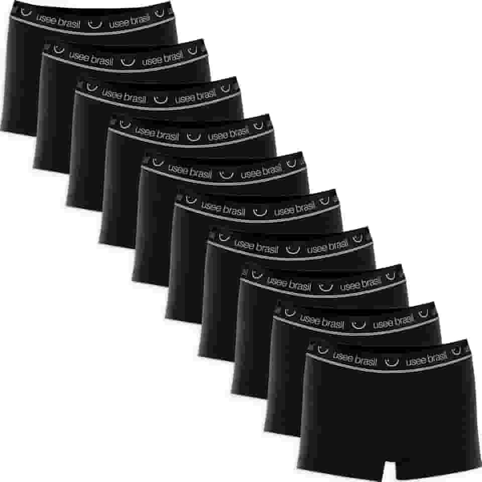 Kit Com 10 Cuecas Boxer Algodão Adulto Usee Brasil