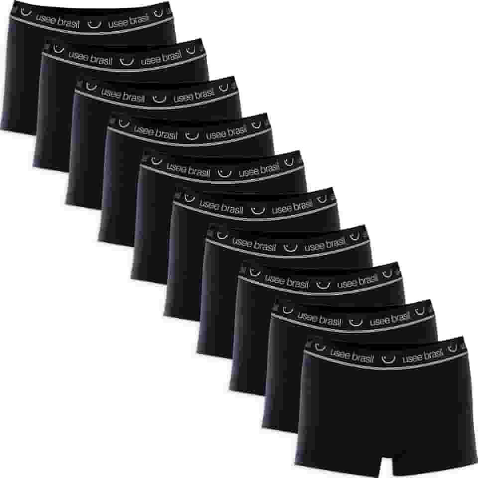 Kit Com 10 Cuecas Boxer Algodão Adulto Usee Brasil