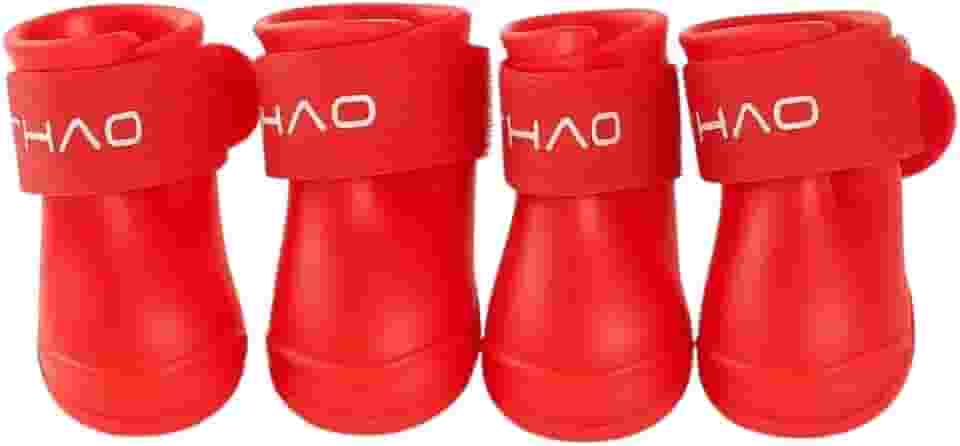Bota de Silicone VERMELHA para Cachorro Botinha para Patas Antiderrapante Impermeável Protetor Pet com 4 Unidades (Vermelha, Mèdio (M))
