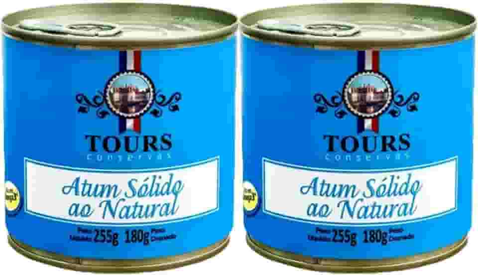 Atum Sólido em lata - Ao Natural (Água) Tours Conservas - 2 Unidades de 255g Cada