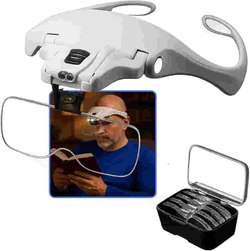 Óculos Lupa de Cabeça com LED e 5 Lentes Intercambiáveis para Estética, Joalheria, Odontologia e Eletrônica Entrega Imediata