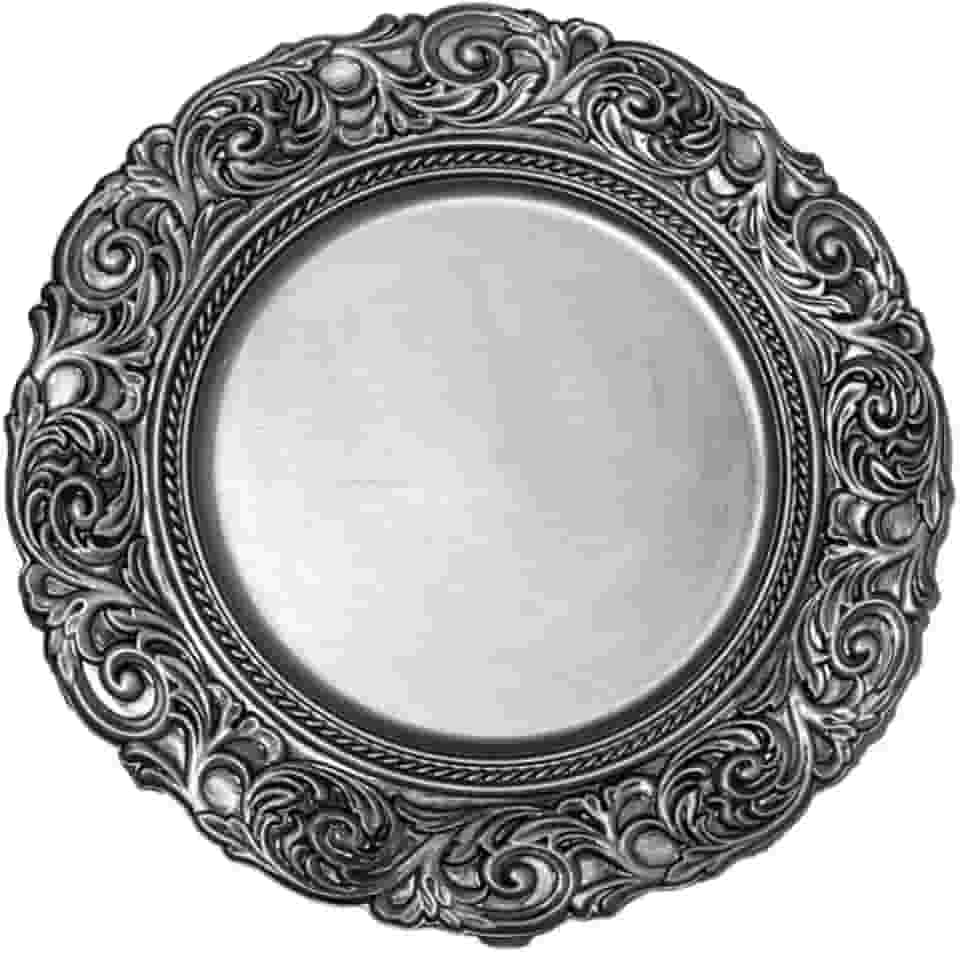 Sousplat Redondo para Mesa Posta Ideal para Jantares, Festas, Casamentos, Eventos Formais, Almoços, Ceias e Decoração de Buffet (Prata)