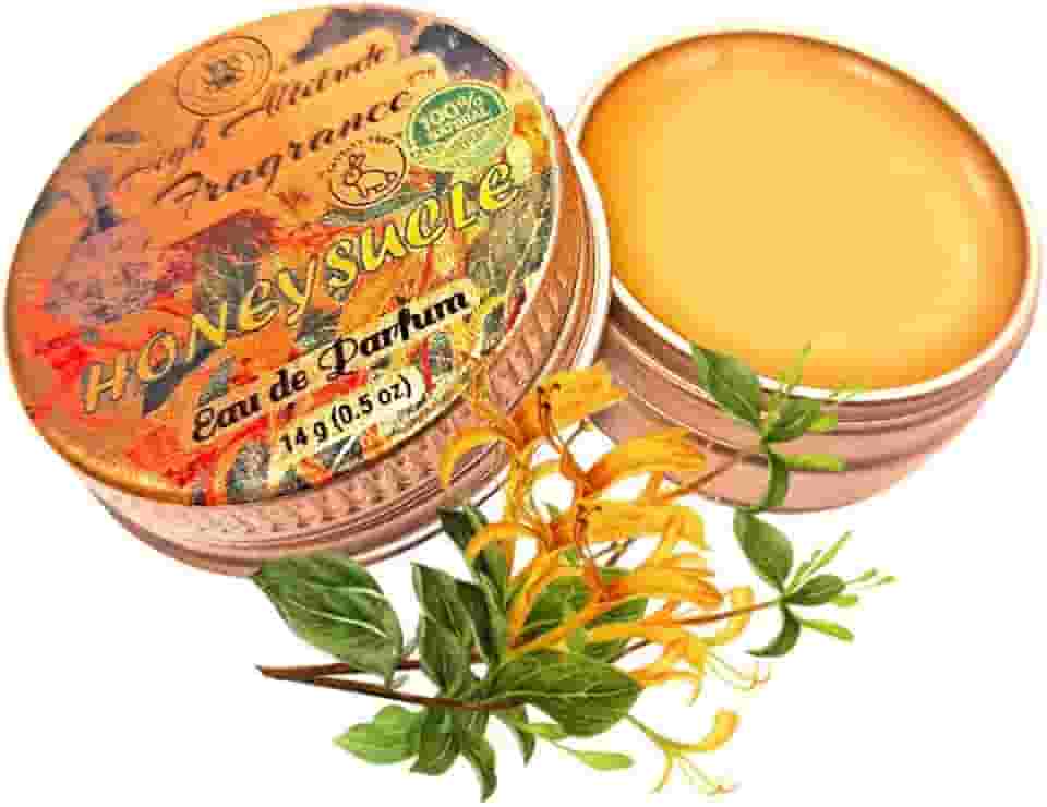 Perfume HONEYSUCKLE - Eau de Parfum - Bálsamo Sólido - Óleos Essenciais de Aromaterapia (Lonicera Caprifolium, Labdanum, Jasmim, Tangerina, Baunilha, Mel)) - Fragrância Natural - Viagem, Festa