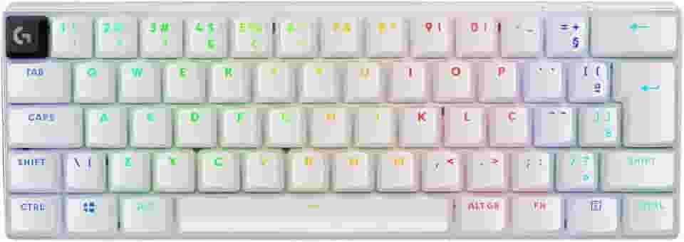 Teclado Mecânico Gamer Sem Fio Logitech G PRO X 60 LIGHTSPEED com Design Ultra Compacto TKL 60%, Switch Óptico GX Tactile, RGB LIGHTSYNC, Conexão Bluetooth ou USB, Compatível com Windows - Branco