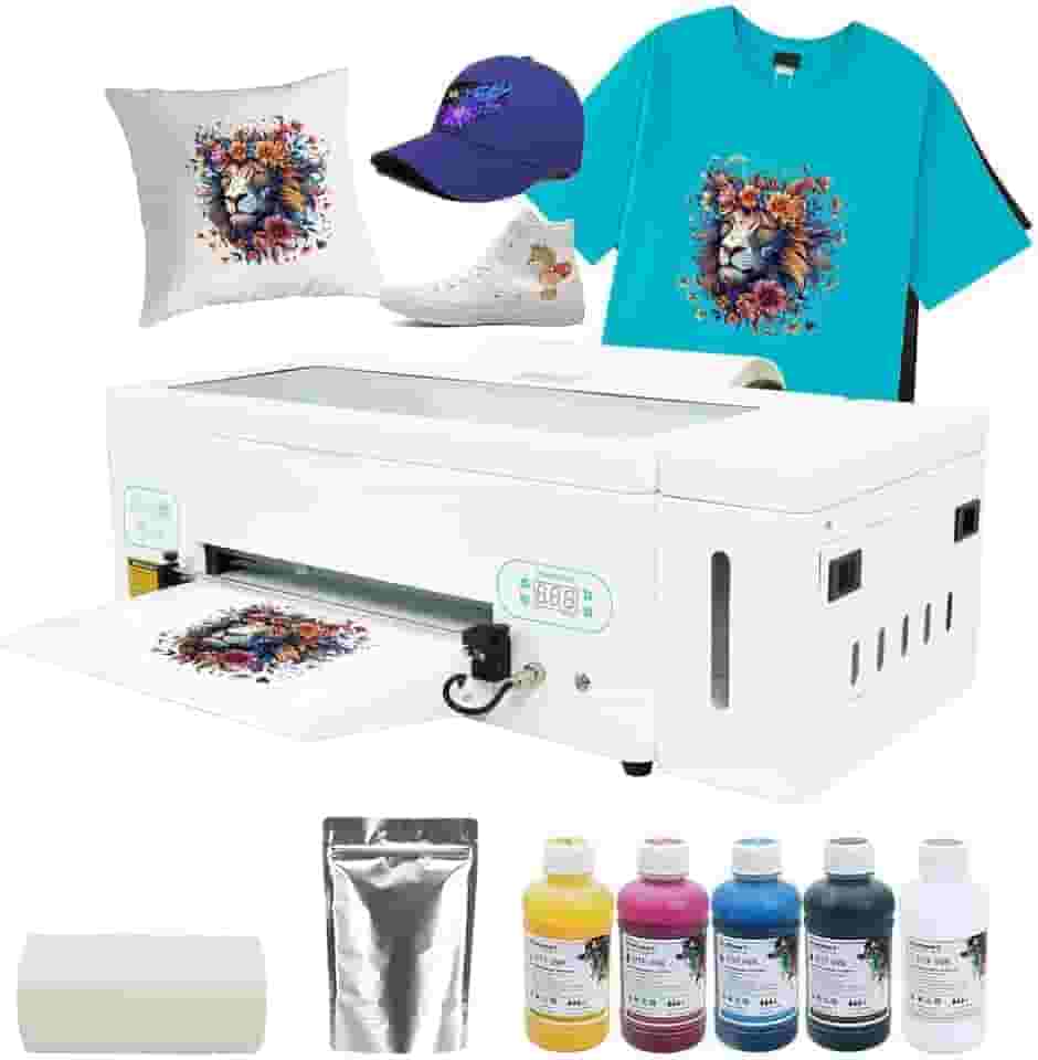 Impressora A3 DTF L1800, máquina de transferência Dtf com circulação de tinta branca direta para impressão de filme para impressão DIY (impressora + software + tinta de 5 x 250 ml + filme)