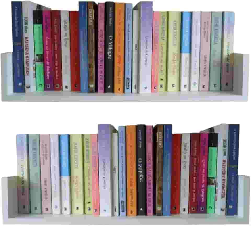 2 Prateleiras para Livros em MDF Branco - Decoração Tendência 001 60